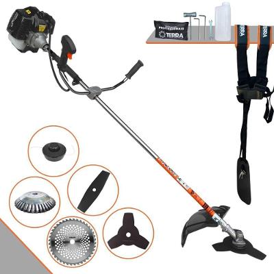 Roçadeira Profissional Lateral Terra Grh430 À Gasolina 43cc 1,7hp + Faca 2 Pontas 330mm 2,7mm + Faca 40 Dentes 255mm 2m