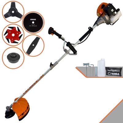 Roçadeira Profissional Lateral Terra Grhb430 À Gasolina 43cc 2t 1,7hp + Faca 3 Pontas 255mm 2,9mm + Faca 80 Dentes 255m