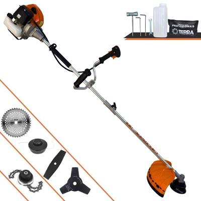Roçadeira Profissional Lateral Terra Grhb430 À Gasolina 43cc 2t 1,7hp + Faca 3 Pontas 255mm 2,9mm + Faca 40 Dentes 255m