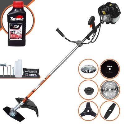 Roçadeira Profissional Terra Grh520 À Gasolina 52cc 2,5hp + Faca 3 Pontas + Faca 40 Dentes + Faca 80 Dentes + Escova 38