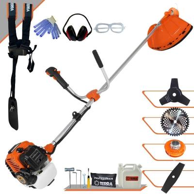 Roçadeira Profissional Lateral Terra Gr520xp À Gasolina 52cc 2t 2,5hp + Faca 2 Pontas Duraline 330mm + Faca 3 Pontas Du