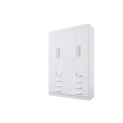Guarda Roupa Solteiro Mônaco 4 Portas 8 Gavetas Com Pés - D' Doro Branco