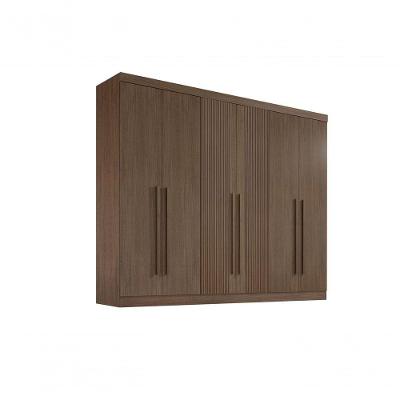 Roupeiro 6 Portas Ripado 6 Gavetas Com Pés Da Vinci Plus - D' Doro Castanho/ripado