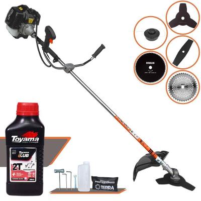 Roçadeira Profissional Terra Grh430 À Gasolina 43cc 1,7hp + Faca 2 Pontas 330mm + Faca 40 Dentes 255mm + Faca 80 Dentes