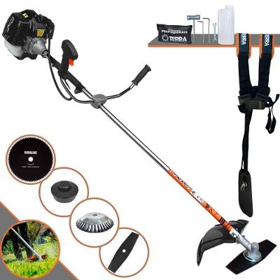 Roçadeira Profissional Lateral Terra Grh520 À Gasolina 52cc 2t 2,5hp + Faca 80 Dentes Duraline 255mm 1,5mm + Escova Rot