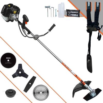 Roçadeira Profissional Terra Grh520 À Gasolina 52cc 2,5hp + Faca 3p Duraline 255mm 2,9mm + Faca 40d Duraline 255mm 2mm
