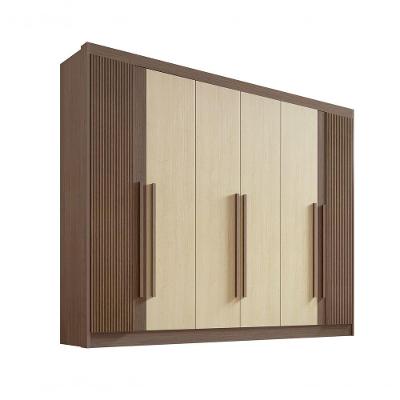 Guarda Roupa Casal 6 Portas Ripado 7 Gavetas Sem Pés Athos - D' Doro Castanho/linho/ripado