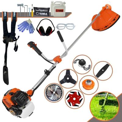 Roçadeira Profissional Lateral Terra Gr520xp À Gasolina 52cc 2t 2,5hp + Faca 2 Pontas 330mm + Faca 3 Pontas 255mm + Fac