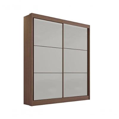 Guarda Roupa Solteiro Santorini 2 Portas 3 Gavetas Sem Pés - D' Doro Castanho/off White