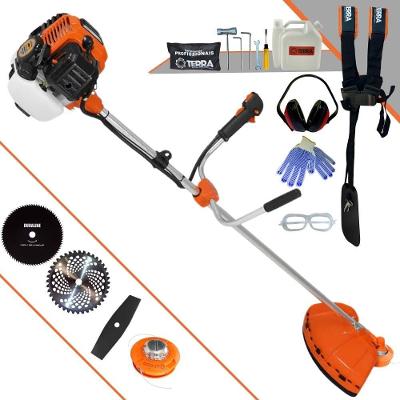 Roçadeira Profissional Lateral Terra Gr520xp À Gasolina 52cc 2t 2,5hp + Faca 2 Pontas Duraline 330mm + Faca 80 Dentes D