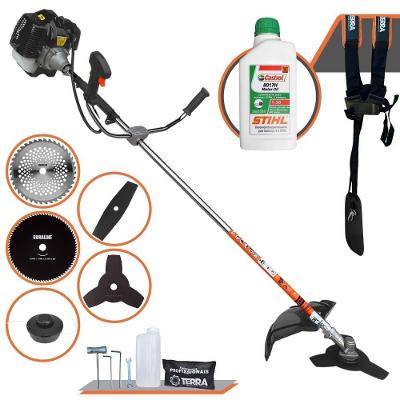 Roçadeira Profissional Terra Grh430 À Gasolina 43cc 1,7hp + Faca 2 Pontas 330mm + Faca 40 Dentes 255mm + Faca 80 Dentes