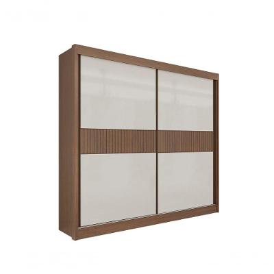 Guarda Roupa Casal Cancun Ripado 2 Portas 6 Gavetas Sem Pés - D' Doro Castanho/off White/ripado