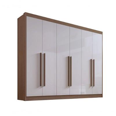 Guarda Roupa Casal 6 Portas 7 Gavetas Com Pés Athos - D' Doro Castanho/off White