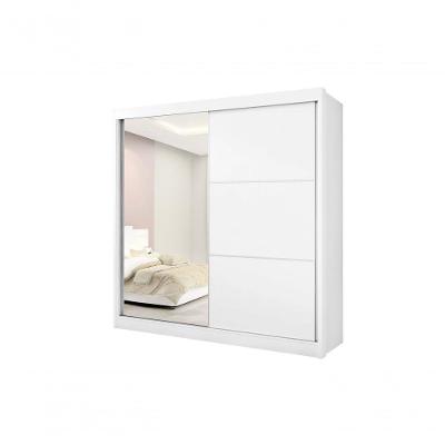 Guarda Roupa Titanium 2 Portas 6 Gavetas Com Espelho Sem Pés D' Doro Branco