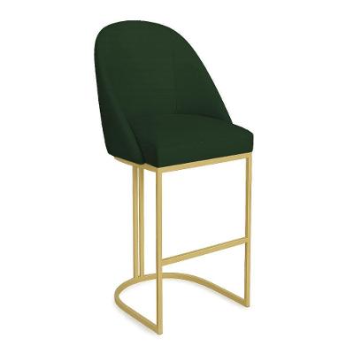Banqueta Alta Bela Suede Base Metálica Industrial Dourado - Pallazio Cor Verde