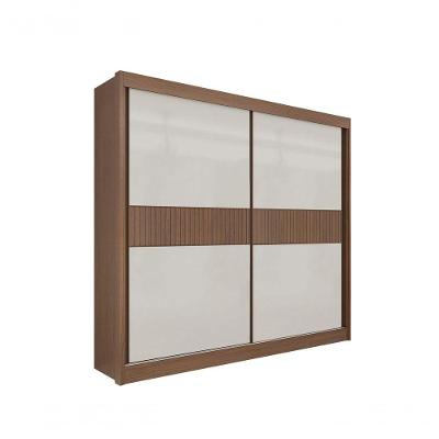 Guarda Roupa Casal Cancun Ripado 2 Portas 6 Gavetas Com Pés - D' Doro Castanho/off White/ripado