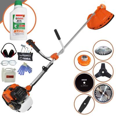 Roçadeira Profissional Lateral Terra Gr520xp À Gasolina 52cc 2t 2,5hp + Faca 2 Pontas + Faca 3 Pontas + Faca 80 Dentes