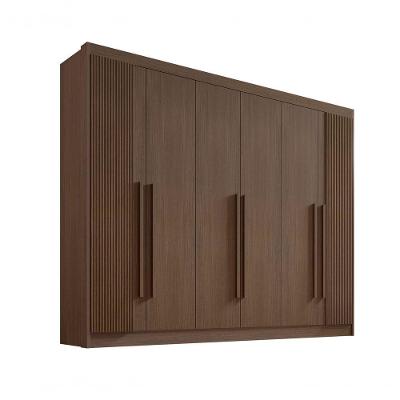 Guarda Roupa Casal 6 Portas Ripado 7 Gavetas Sem Pés Athos - D' Doro Castanho/ripado