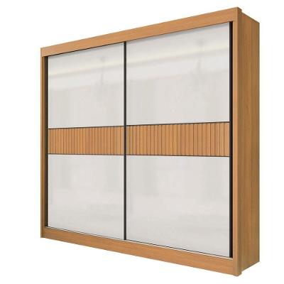 Guarda Roupa Casal Cancun Ripado 2 Portas 6 Gavetas Sem Pés - D' Doro Cinamomo/off White/ripado