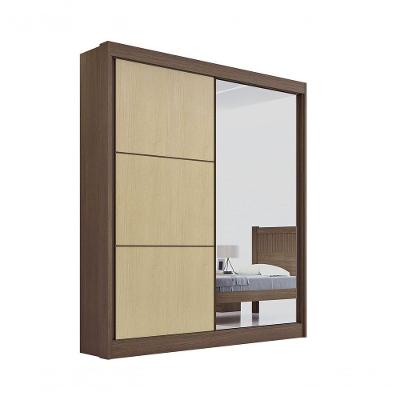 Guarda Roupa Casal Athenas 2 Portas 3 Gavetas Com Espelho Com Pés - D' Doro Castanho/linho