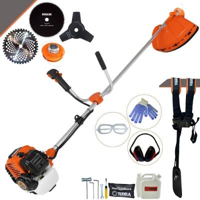 Roçadeira Profissional Lateral Terra Gr520xp À Gasolina 52cc 2t 2,5hp + Faca 3 Pontas Duraline 255mm + Faca 80 Dentes D