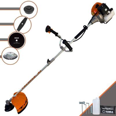 Roçadeira Profissional Lateral Terra Grhb430 À Gasolina 43cc 2t 1,7hp + Faca 80 Dentes Duraline 255mm 1,5mm + Escova Ro