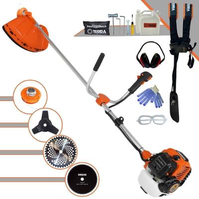 Roçadeira Profissional Lateral Terra Gr520xp À Gasolina 52cc 2t 2,5hp + Faca 3 Pontas Duraline 255mm + Faca 80 Dentes D