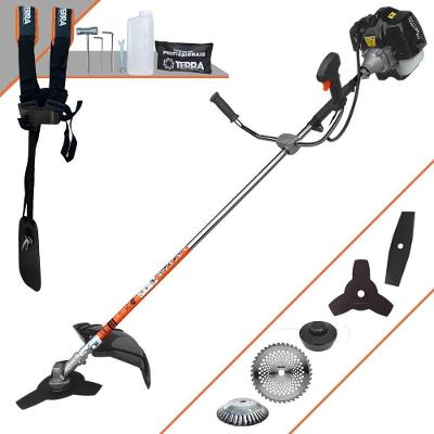 Roçadeira Profissional Lateral Terra Grh430 À Gasolina 43cc 1,7hp + Faca 2 Pontas 330mm 2,7mm + Faca 40 Dentes 255mm 2m