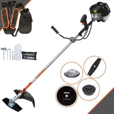 Roçadeira Profissional Lateral Terra Grh520 À Gasolina 52cc 2t 2,5hp + Faca 80 Dentes Duraline 255mm 1,5mm + Escova Rot