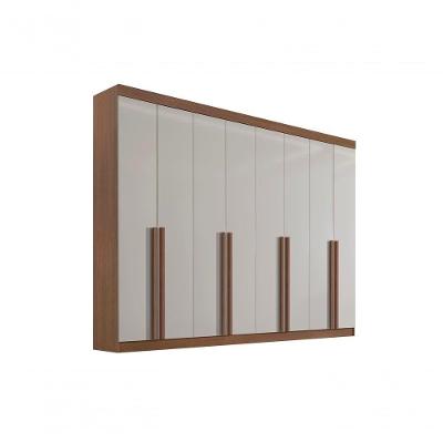 Guarda Roupa Casal 8 Portas 8 Gavetas Sem Pés Daymont - D' Doro Castanho/off White