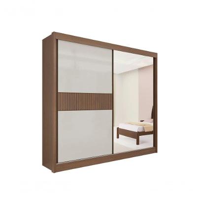 Guarda Roupa Titanium Ripado 2 Portas 6 Gavetas Com Espelho D' Doro Castanho/off White/ripado