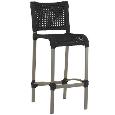 Banqueta Haiti Corda Náutica Alumínio Trama Original Preto