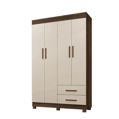 Roupeiro Copacabana New 4 Portas 2 Gavetas Benetil Imbuia/off White