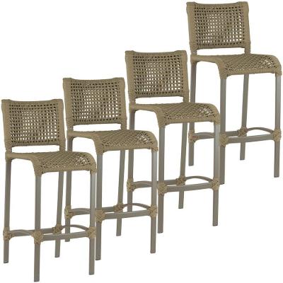 2 Banqueta Haiti Em Corda Náutica Alumínio Trama Original Rami