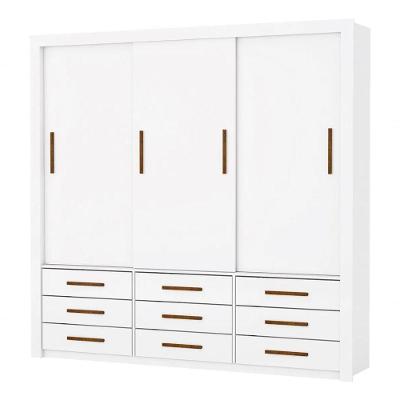 Armareo Roupeiro Anjos 3 Portas Sem Espelho Central 9 Gavetas Carioca Moveis Branco
