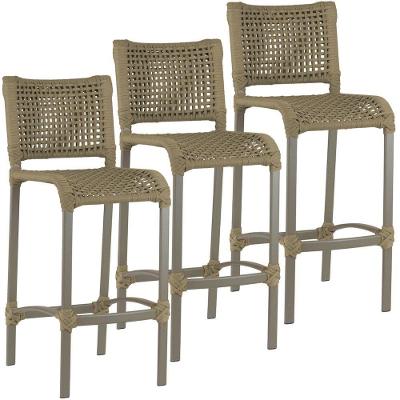 2 Banqueta Haiti Em Corda Náutica Alumínio Trama Original Rami