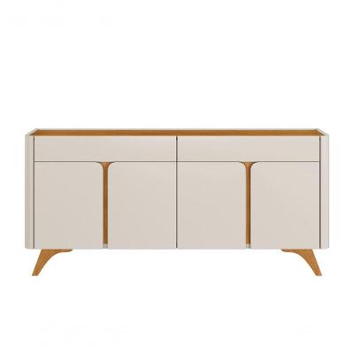Buffet Aros 4 Portas Pés Madeira Maciça - Mavaular Off White-naturalle