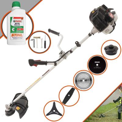 Roçadeira Profissional Lateral Kawashima Kw43le À Gasolina 43cc 1,7hp + Faca 2 Pontas + Faca 40 Dentes + Faca 80 Dentes