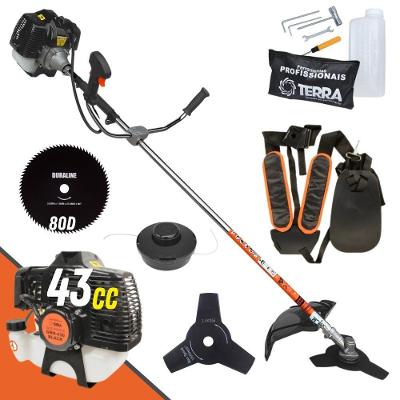 Roçadeira Profissional Lateral Terra Grh430 À Gasolina 43cc 2t 1,7hp + Faca 80 Dentes Duraline 255mm 1,5mm - 255258oju