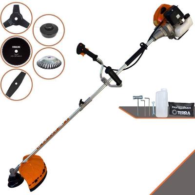 Roçadeira Profissional Terra Grhb430 À Gasolina 43cc 2t 1,7hp + Faca 3 Pontas 255mm 2,9mm + Faca 80 Dentes 255mm 1,5mm