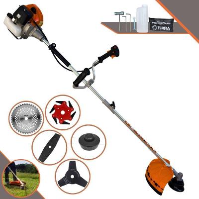 Roçadeira Profissional Lateral Terra Grhb430 À Gasolina 43cc 2t 1,7hp + Faca 3 Pontas 255mm 2,9mm + Faca 40 Dentes 255m