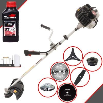 Roçadeira Kawashima Kw43le À Gasolina 43cc 1,7hp + Faca 2 Pontas + Faca 40 Dentes + Faca 80 Dentes + Escova 38 Cerdas