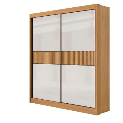 Guarda Roupa Solteiro Santorini 2 Portas Ripado 3 Gavetas Com Pés - D' Doro Cinamomo/off White/ripado