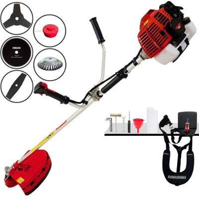 Roçadeira Profissional Lateral Kawashima Kw52l À Gasolina 52c 2,5hp + Faca 2 Pontas 330mm + Faca 80 Dentes 255mm + Esco