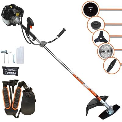 Roçadeira Profissional Terra Grh520 À Gasolina 52cc 2,5hp + Faca 3p Duraline 255mm 2,9mm + Faca 40d Duraline 255mm 2mm