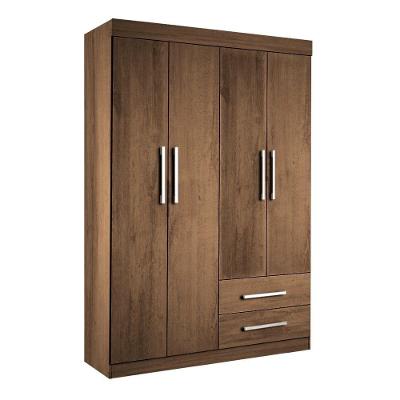 Guarda Roupa Solteiro 4 Portas 2 Gavetas Madri Minastex Freijó