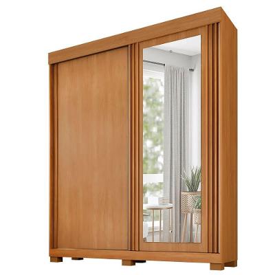 Guarda Roupa 2 Portas De Correr Com Espelho 3 Gavetas Mônaco Benetil Cinamomo