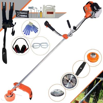 Roçadeira Profissional Lateral Terra Gr520xp À Gasolina 52cc 2t 2,5hp + Faca 2 Pontas 330mm 2,7mm + Escova Rotativa 38