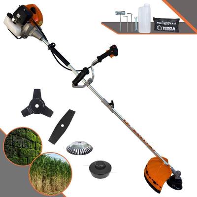 Roçadeira Profissional Lateral Terra Grhb430 À Gasolina 43cc 2t 1,7hp + Faca 3 Pontas Duraline 255mm 2,9mm + Escova Rot