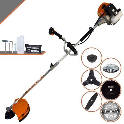 Roçadeira Profissional Terra Grhb430 À Gasolina 43cc 2t 1,7hp + Faca 3 Pontas + Faca 40 Dentes + Faca 80 Dentes + Escov